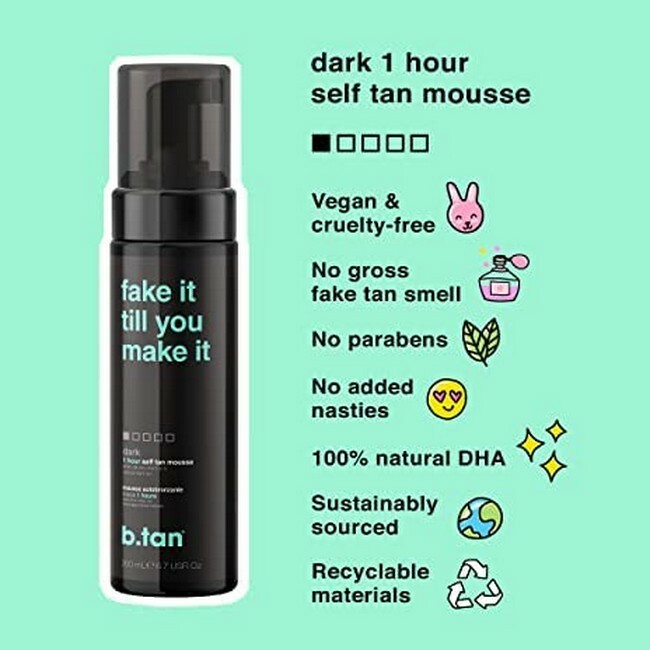 b.tan - Fake It Till You Make It 1 Hour Self Tanning Mousse Dark - 200 ml - Billede 3