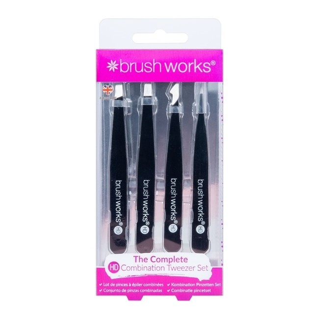 BrushWorks - HD 4 Piece Combination Tweezer Set - Black - Billede 2