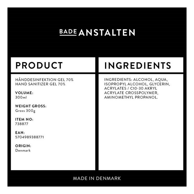 Badeanstalten - Hånddesinfektion Gel 70% - 500 ml