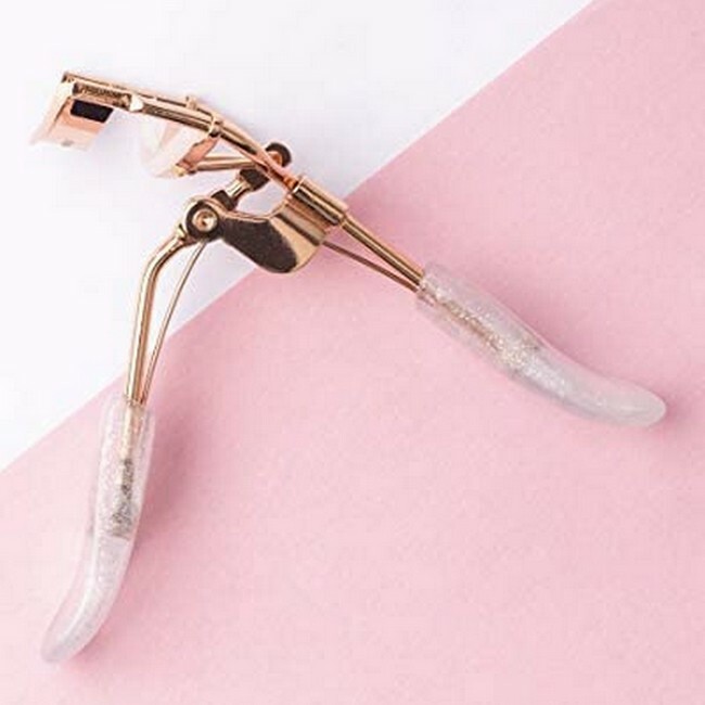 BrushWorks - Eyelash Curler Rosa Gold Glitter - Billede 2