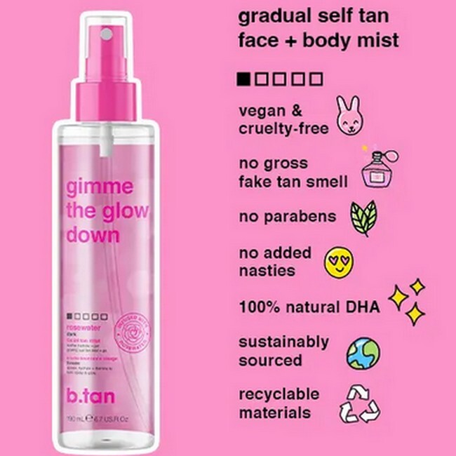 b.tan - Gimme The Glow Down Face Tan Mist - 190 ml - Billede 3