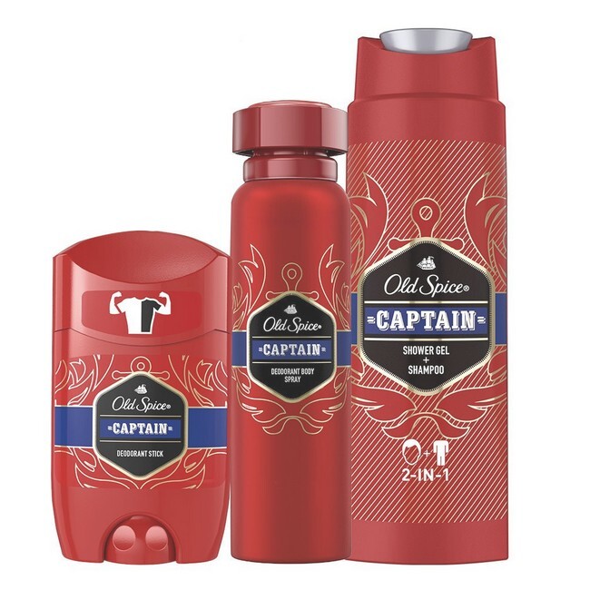 Old Spice - Captain Sæt Deodoranter & Shower Gel - 3 Pak