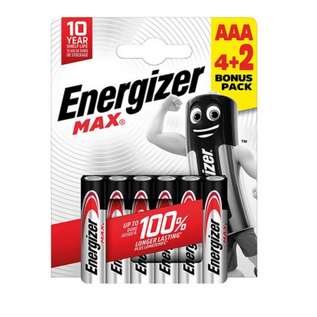 Mix - Energizer Max Power LR03 AAA Batterier 6 Stk thumbnail