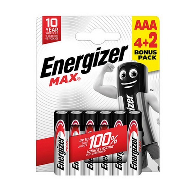 Mix - Energizer Max Power LR06 AA Batterier 6 Stk thumbnail