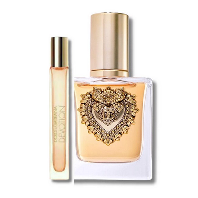 Se Dolce & Gabbana - Devotion Eau de Parfum Sæt - 50 ml og 10 ml Travel Spray hos BilligParfume.dk