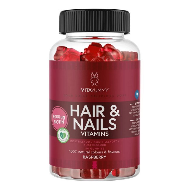 VitaYummy - Hair & Nails Gummies Raspberry - 60 stk