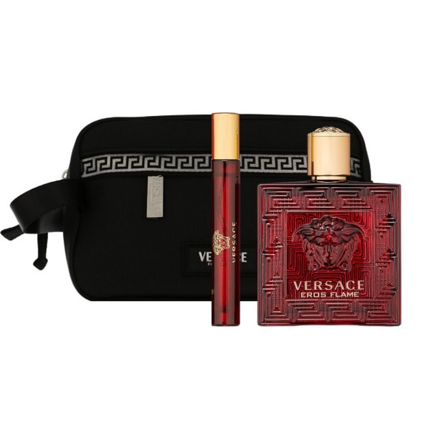 Herredufte UDSALG Versace Eros Flame Eau de Parfum Sæt 100 ml Travel Spray Taske