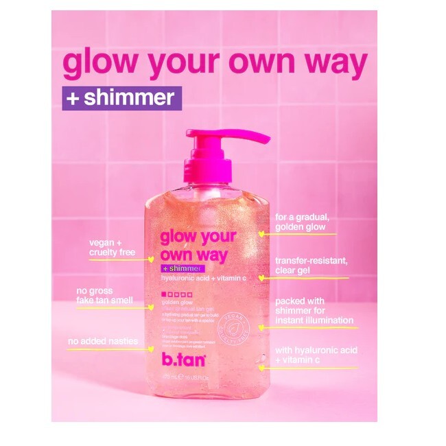 b.tan - Glow your own way clear tanning gel + shimmer - 473 ml - Billede 5