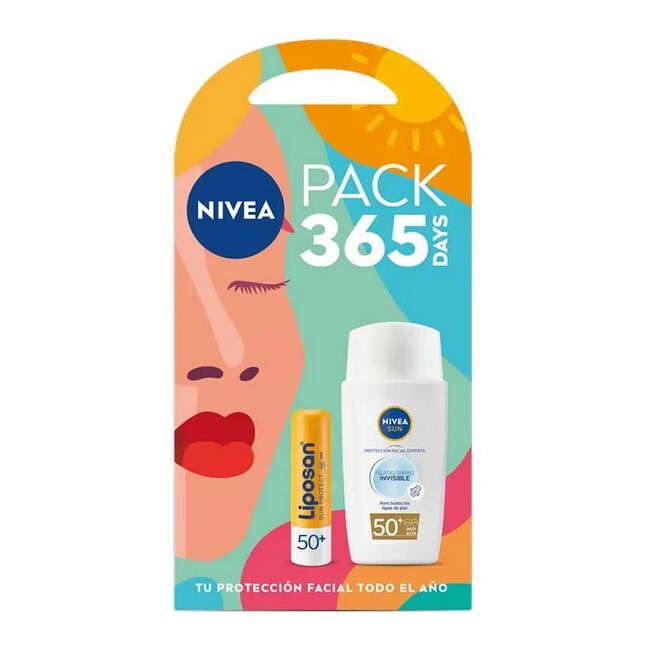 Nivea - Sun Daily Duo Invisible Fluid SPF50 + Liposan Lip Balm SPF50 - Billede 2