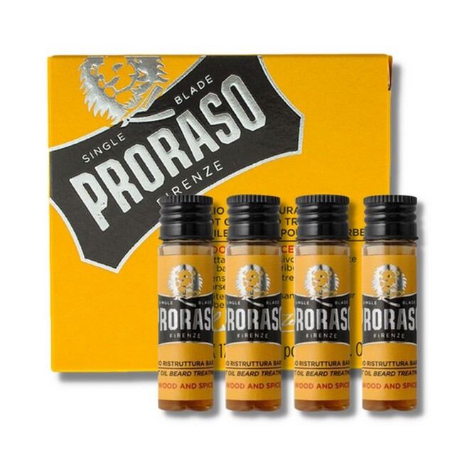 Proraso - Varm skægolie Wood & Spice - 4 x 17 ml