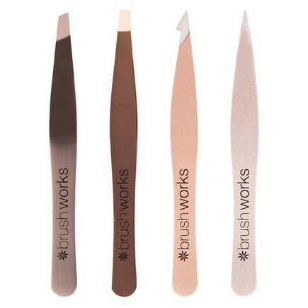 BrushWorks - HD 4 Piece Combination Tweezer Set Gold